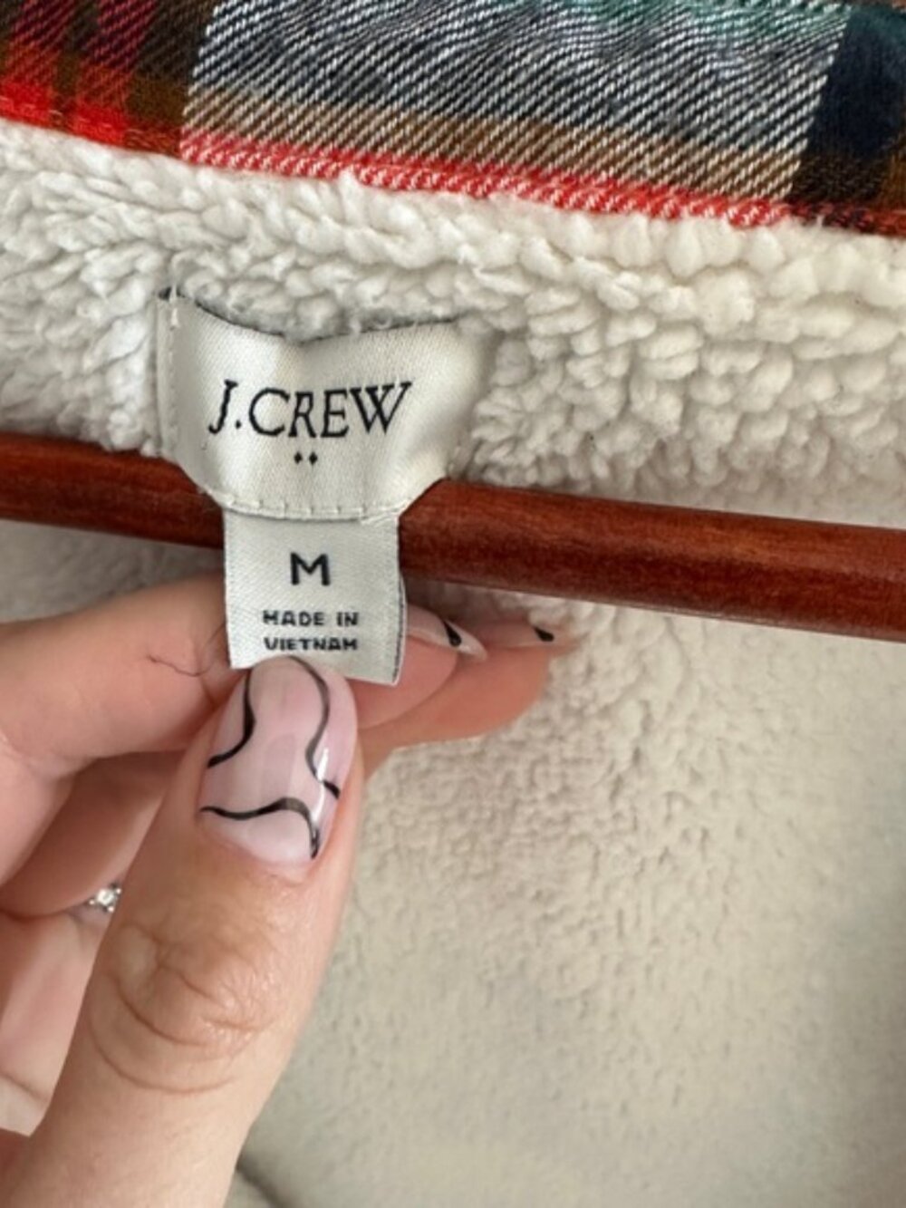 J.Crew Plaid Sherpa Lined Oversized Shacket Jacket Small Cotton Flannel - Picture 7 of 7
